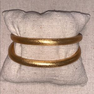 Solid 24k Gold Brushed / Matte Hard Cuff Bracelet Set of 2